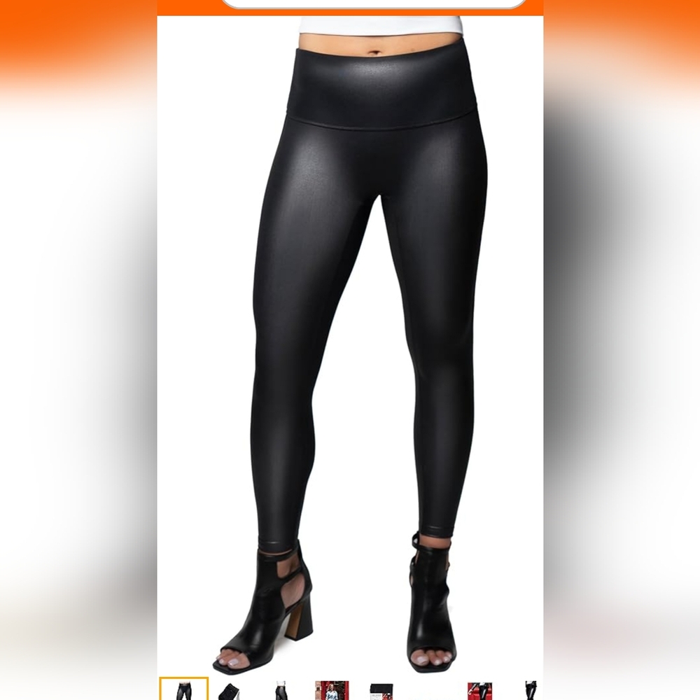 NWOT Jane and Bleecker Shiny Black Leggings Large
